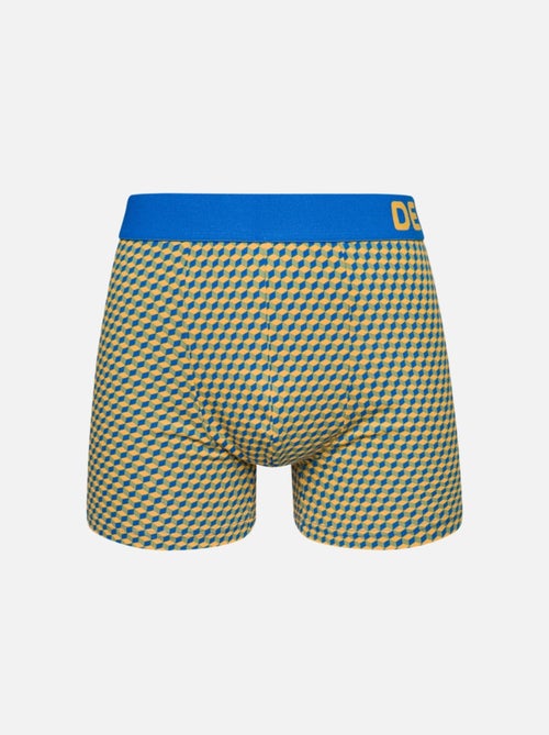 Boxer Homme Dedoles Motif Jacquard Bleu & Jaune - Kiabi