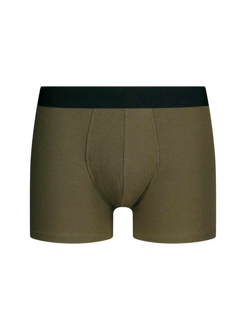 Boxer homme en coton modal côtelé Elegant Vert olive - Kiabi