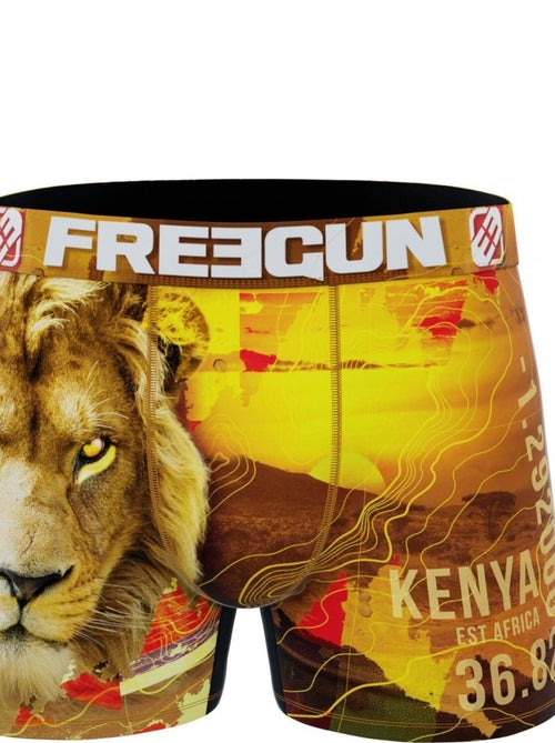 Boxer homme en polyester recyclé Animal Savage Lion Freegun - Kiabi