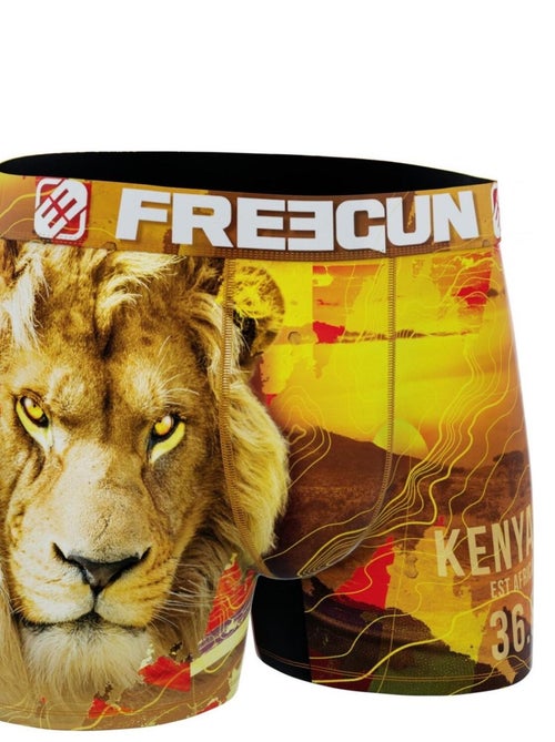 Boxer homme en polyester recyclé Animal Savage Lion Freegun - Kiabi