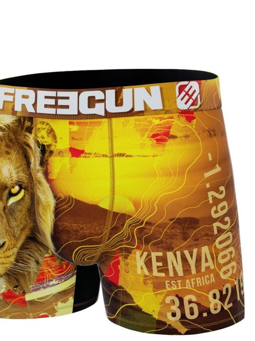 Boxer homme en polyester recyclé Animal Savage Lion Freegun - Kiabi