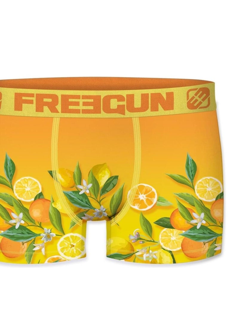 Boxer homme Flower Power Citron Freegun Orange - Kiabi