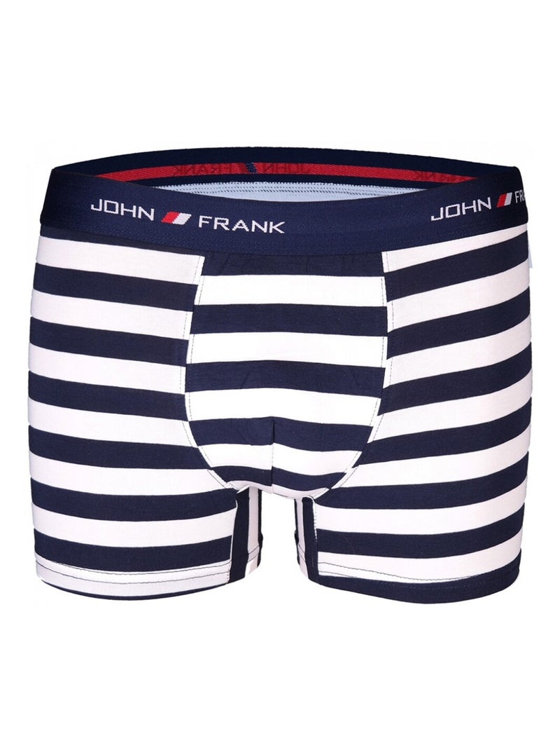 Boxer Homme JOHN FRANK  - Pack de 3 Blanc Bleu marine Blanc - Kiabi