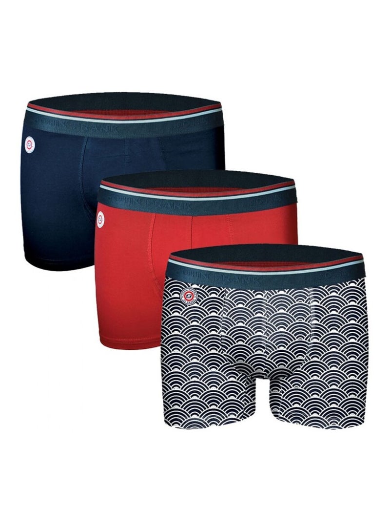 Boxer Homme JOHN FRANK  - Pack de 3 Bleu Multicolore Bleu - Kiabi