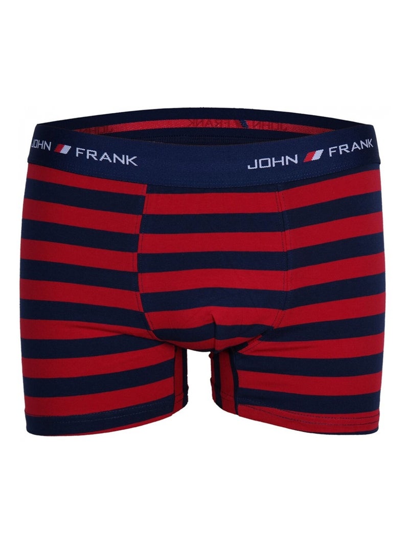 Boxer Homme JOHN FRANK  - Pack de 3 Bleu Rouge Bleu - Kiabi