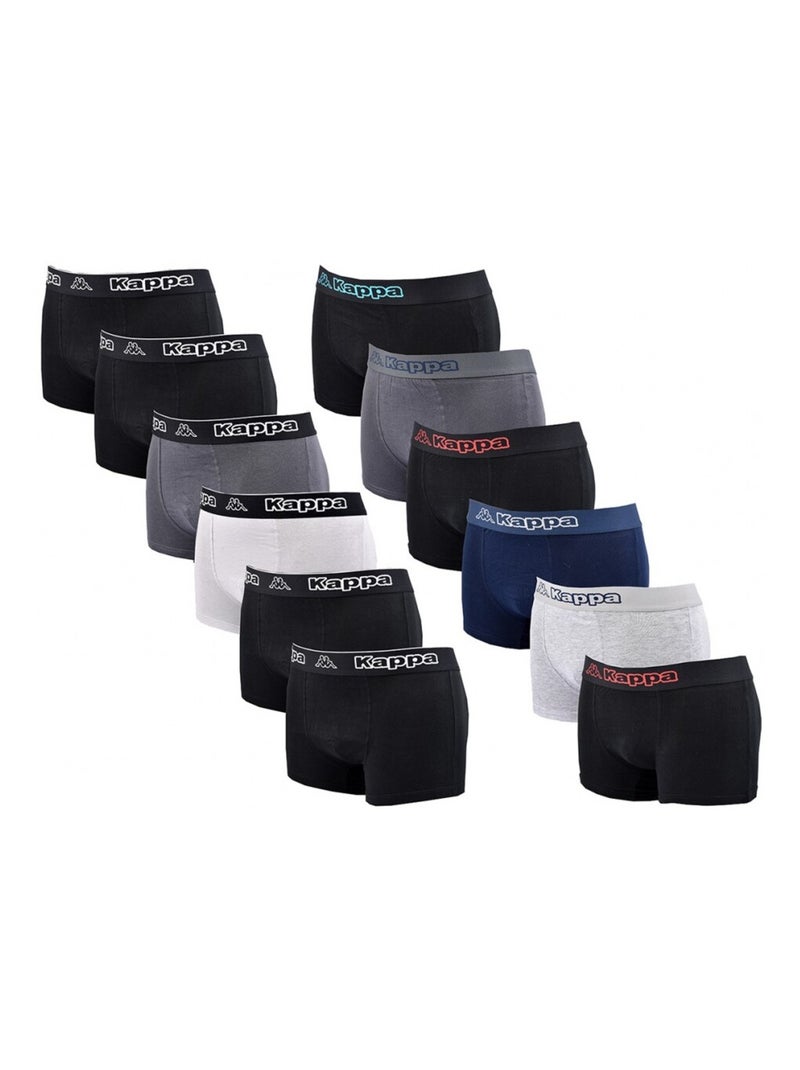 Boxer homme KAPPA - Pack de 12 Noir Multicolore Gris - Kiabi