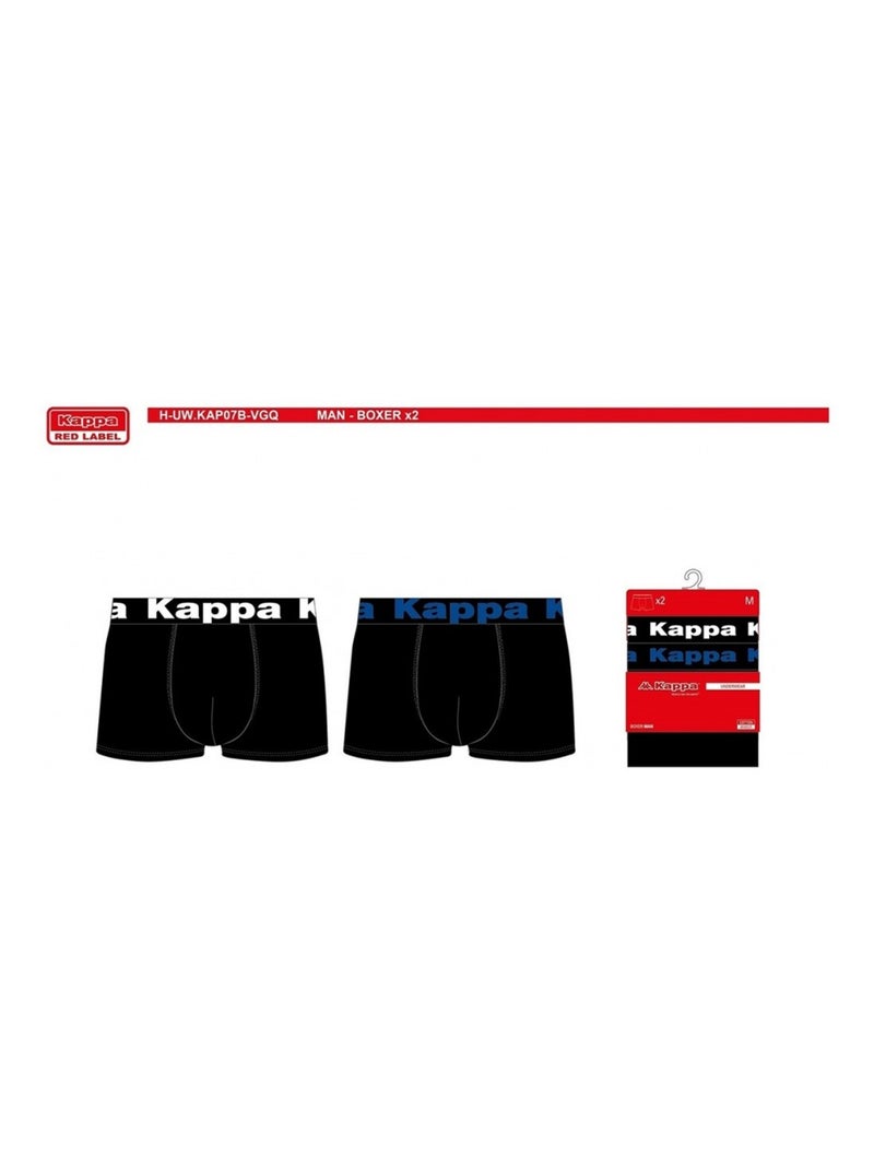 Boxer homme KAPPA - Pack de 2 Noir Bleu Blanc - Kiabi