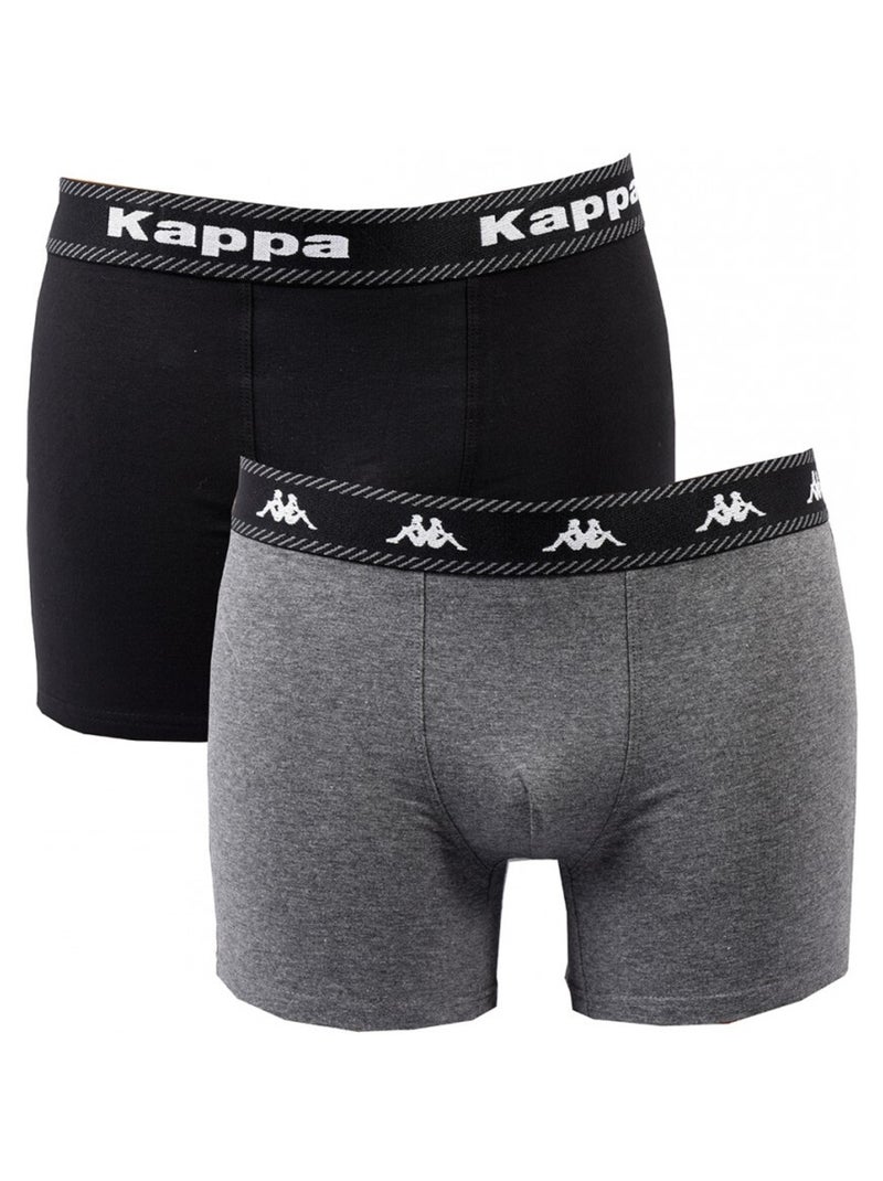 Boxer homme KAPPA - Pack de 2 Noir Gris - Kiabi