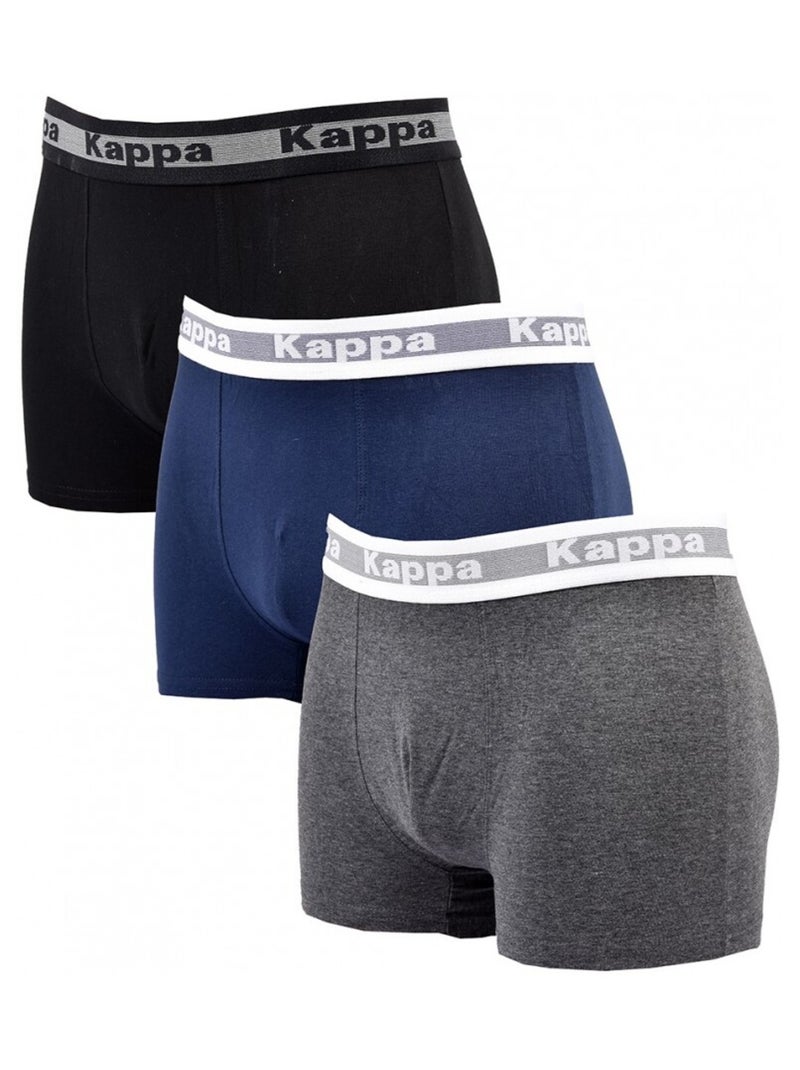 Boxer homme KAPPA - Pack de 3 Bleu Gris Noir - Kiabi