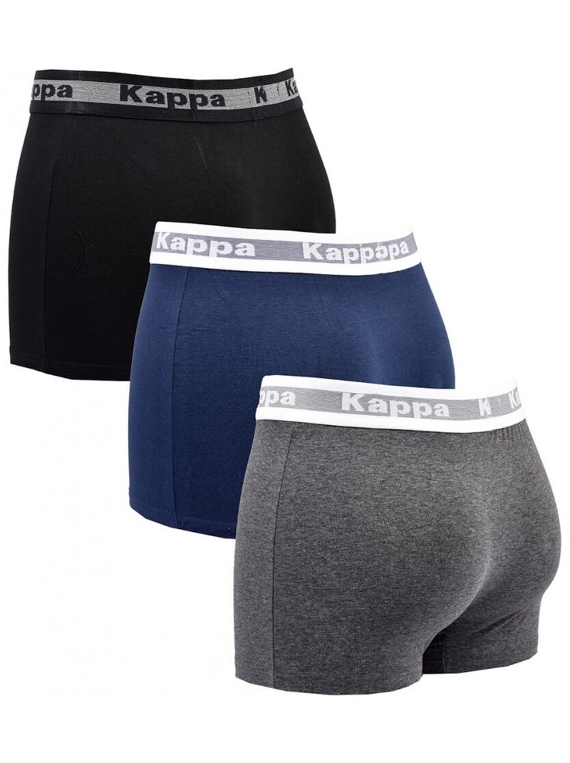 Boxer homme KAPPA - Pack de 3 Bleu Gris Noir - Kiabi