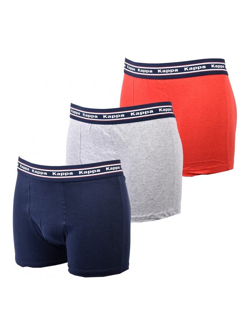 Boxer homme KAPPA - Pack de 3 Gris Rouge Bleu - Kiabi