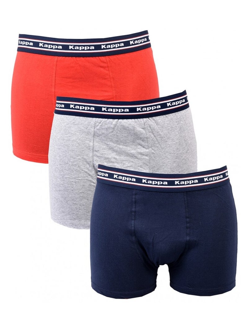 Boxer homme KAPPA - Pack de 3 Gris Rouge Bleu - Kiabi
