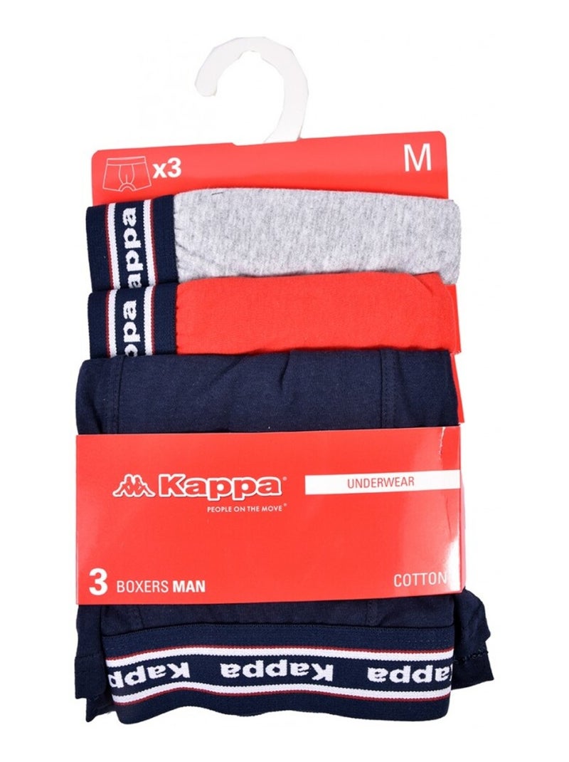Boxer homme KAPPA - Pack de 3 Gris Rouge Bleu - Kiabi