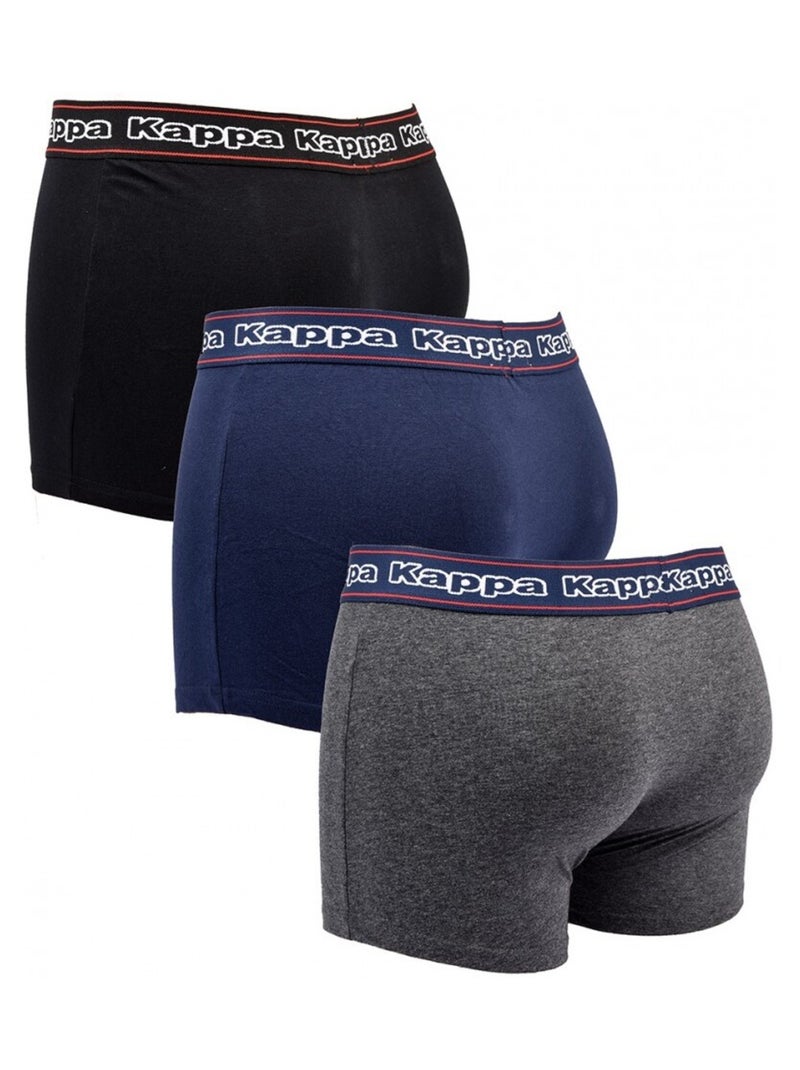 Boxer homme KAPPA - Pack de 3 Noir Bleu Gris - Kiabi