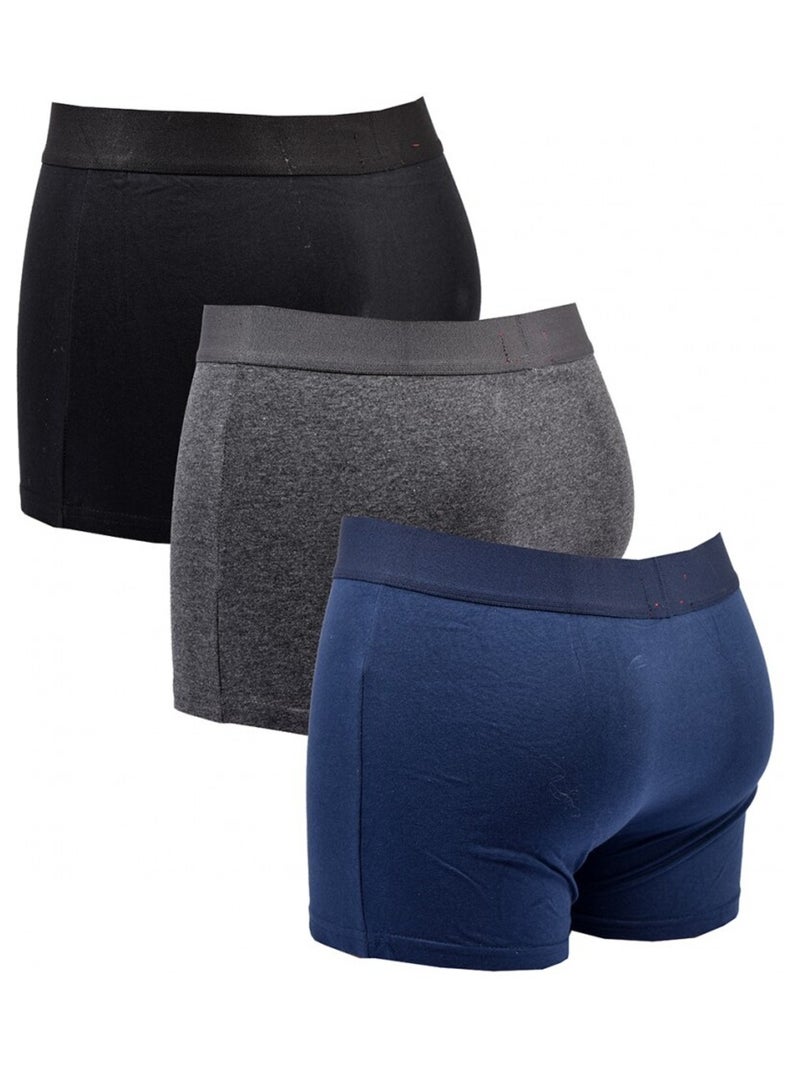 Boxer homme KAPPA - Pack de 3 Noir Gris Bleu - Kiabi