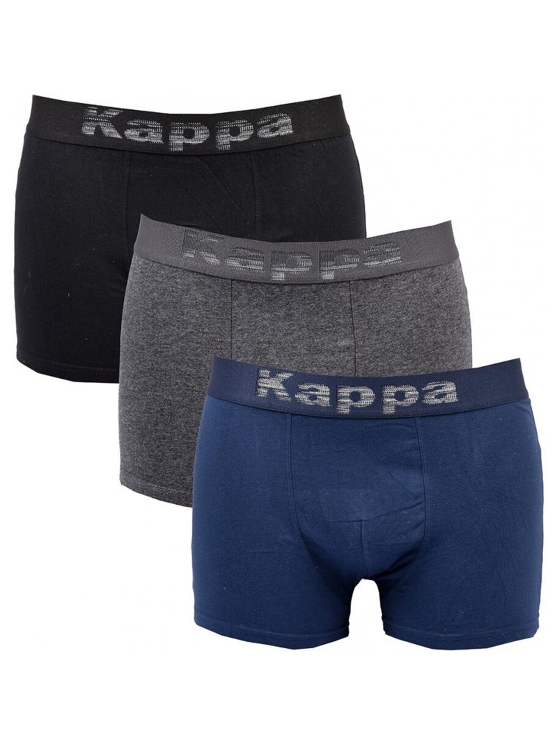 Boxer homme KAPPA - Pack de 3 Noir Gris Bleu - Kiabi