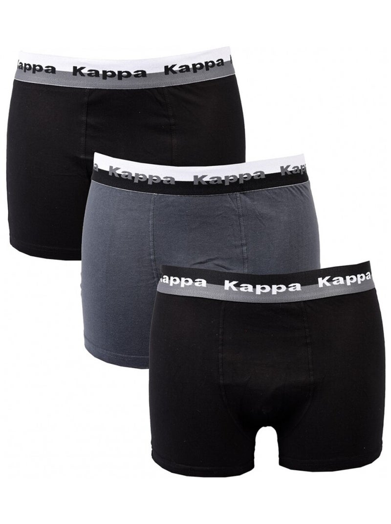 Boxer homme KAPPA - Pack de 3 Noir Gris - Kiabi