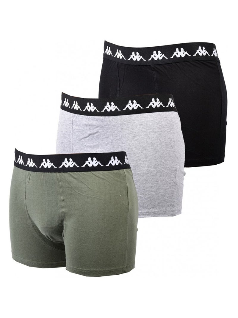 Boxer homme KAPPA - Pack de 3 Noir Vert Gris - Kiabi