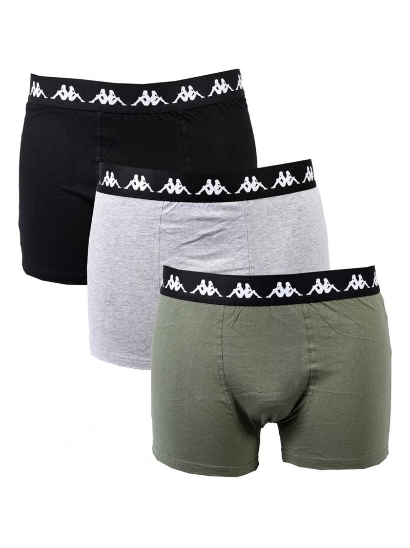 Boxer homme KAPPA - Pack de 3 Noir Vert Gris - Kiabi