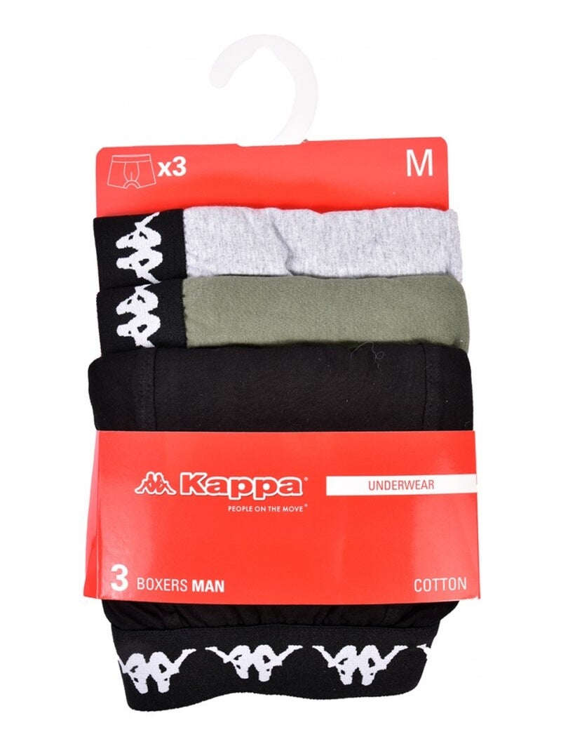 Boxer homme KAPPA - Pack de 3 Noir Vert Gris - Kiabi