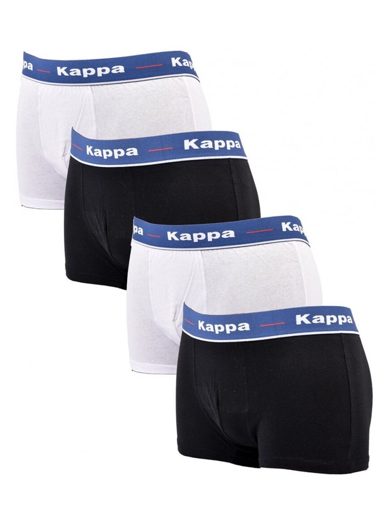 Boxer homme KAPPA - Pack de 4 Blanc Noir - Kiabi