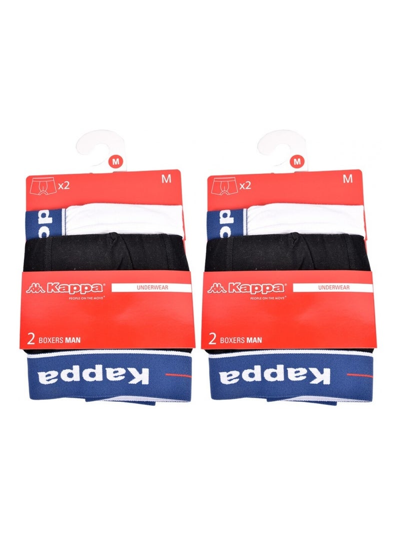 Boxer homme KAPPA - Pack de 4 Blanc Noir - Kiabi