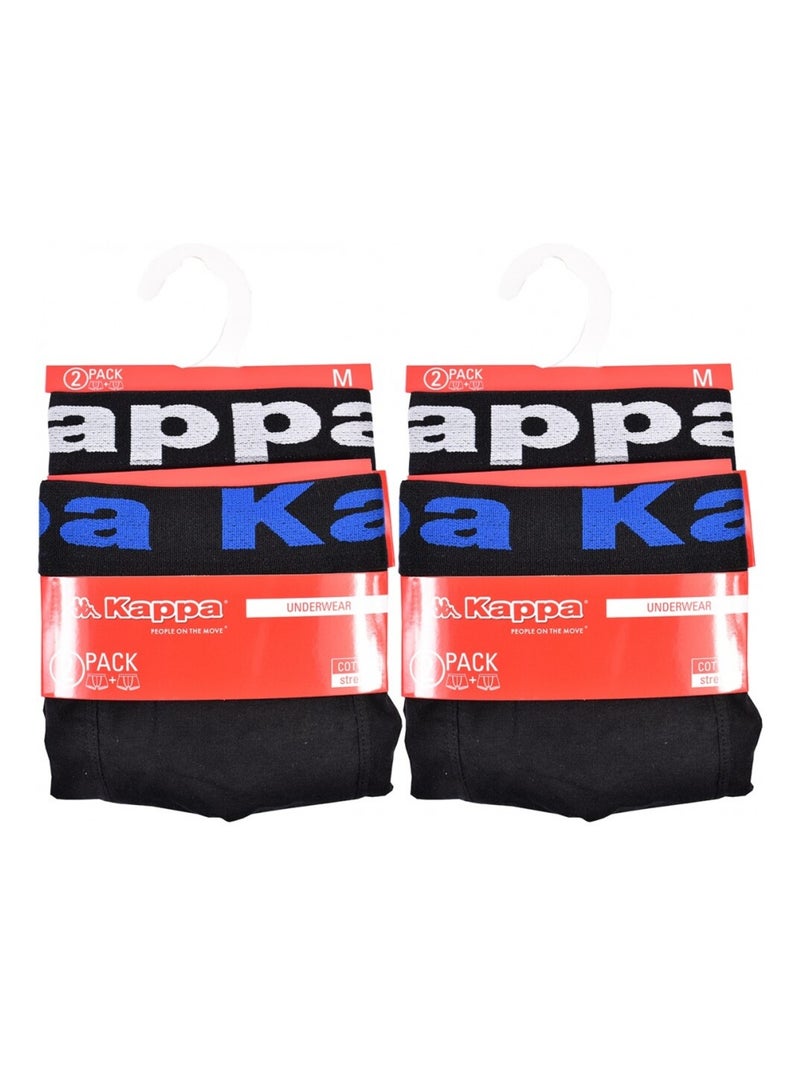 Boxer homme KAPPA - Pack de 4 Noir Bleu Blanc - Kiabi