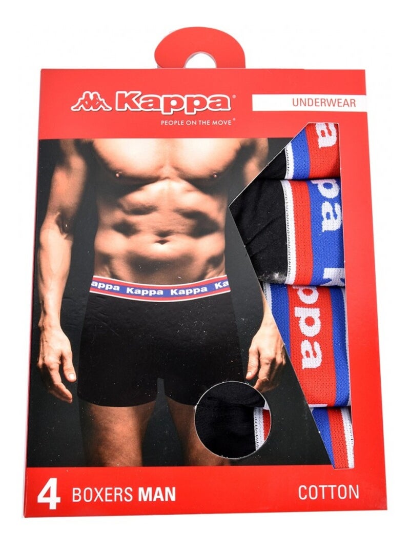 Boxer homme KAPPA - Pack de 4 Noir - Kiabi