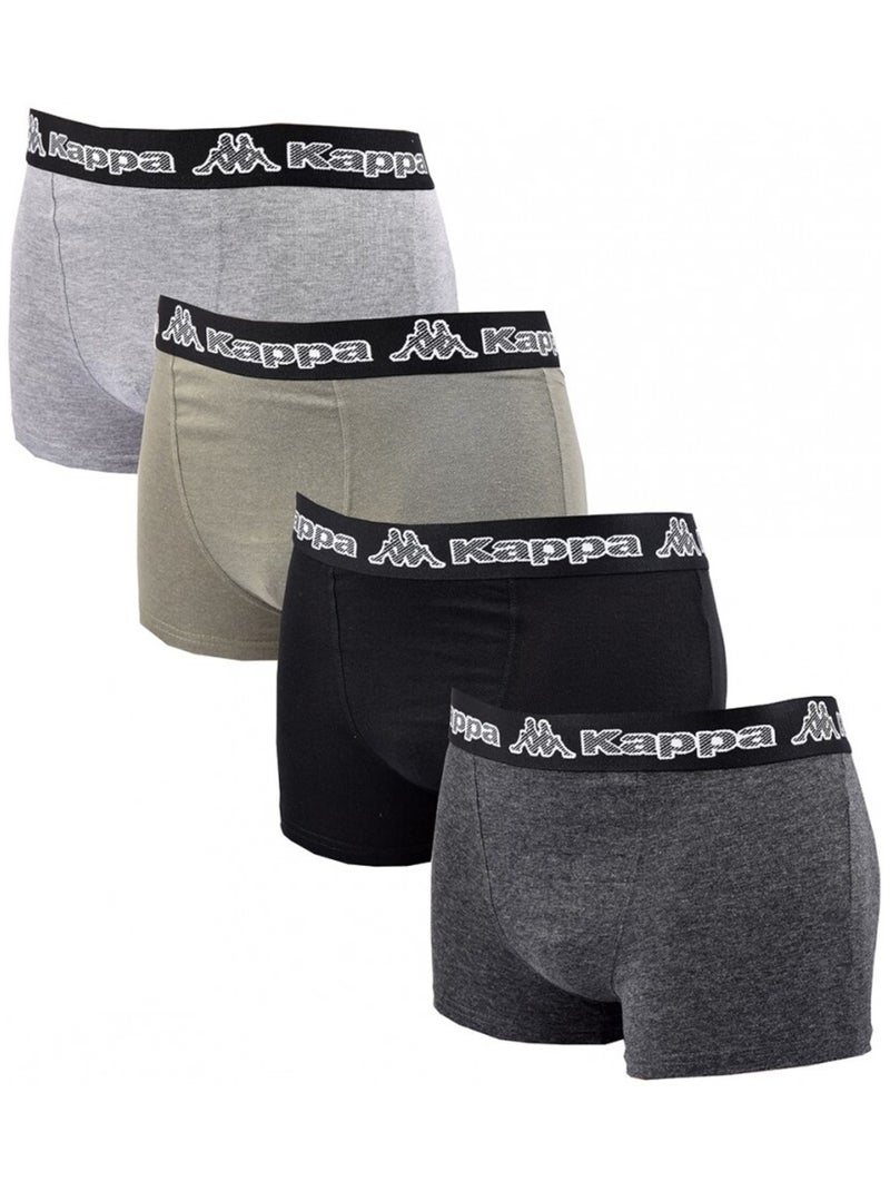 Boxer homme KAPPA - Pack de 4 Noir Kaki Gris - Kiabi