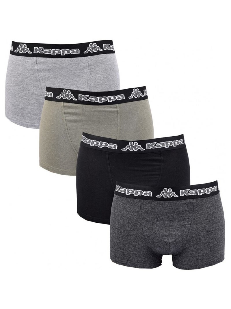 Boxer homme KAPPA - Pack de 4 Noir Kaki Gris - Kiabi