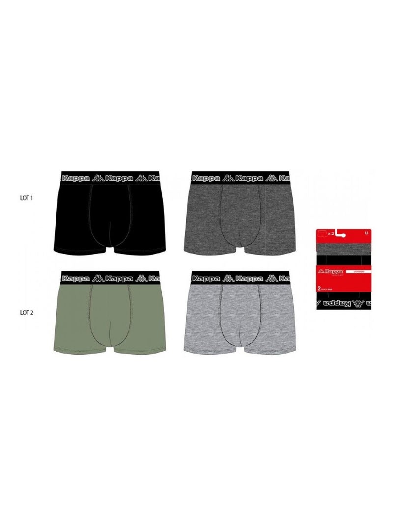 Boxer homme KAPPA - Pack de 4 Noir Kaki Gris - Kiabi