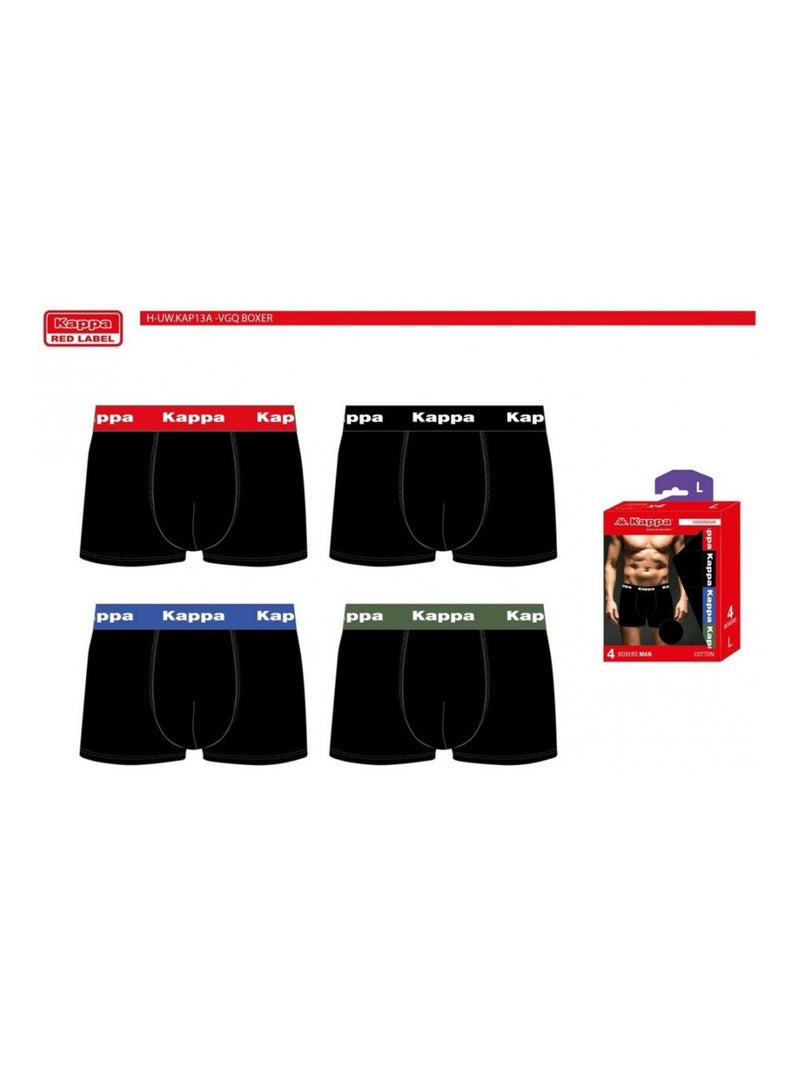 Boxer homme KAPPA - Pack de 4 Noir Multicolore Noir - Kiabi
