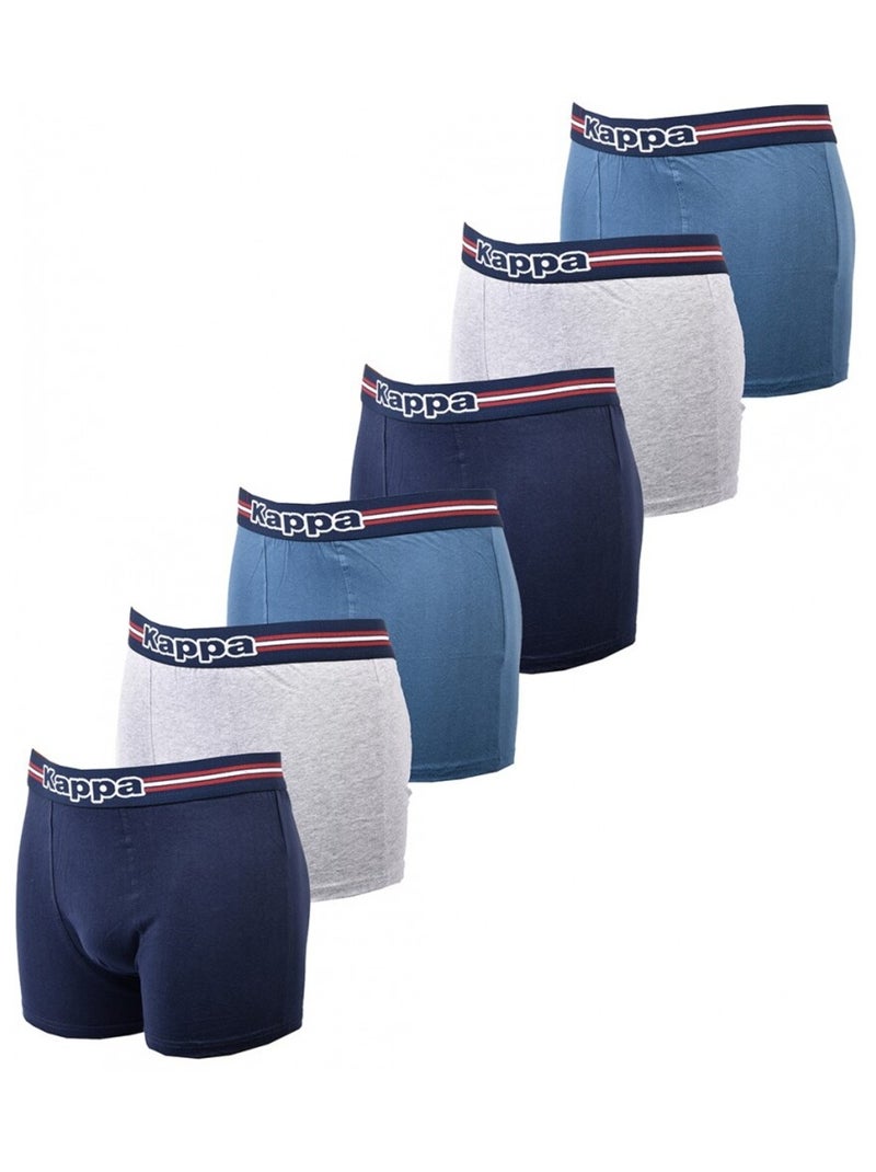Boxer homme KAPPA - Pack de 6 Bleu Bleu marine Gris - Kiabi