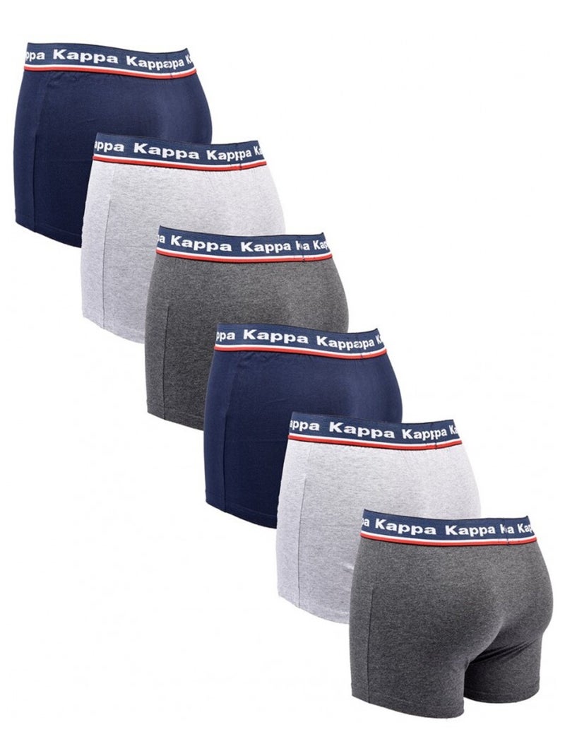 Boxer homme KAPPA - Pack de 6 Bleu Gris anthracite - Kiabi