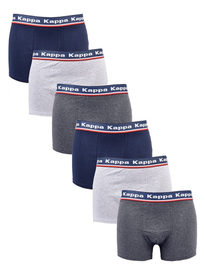 Boxer homme KAPPA - Pack de 6 Bleu Gris anthracite - Kiabi