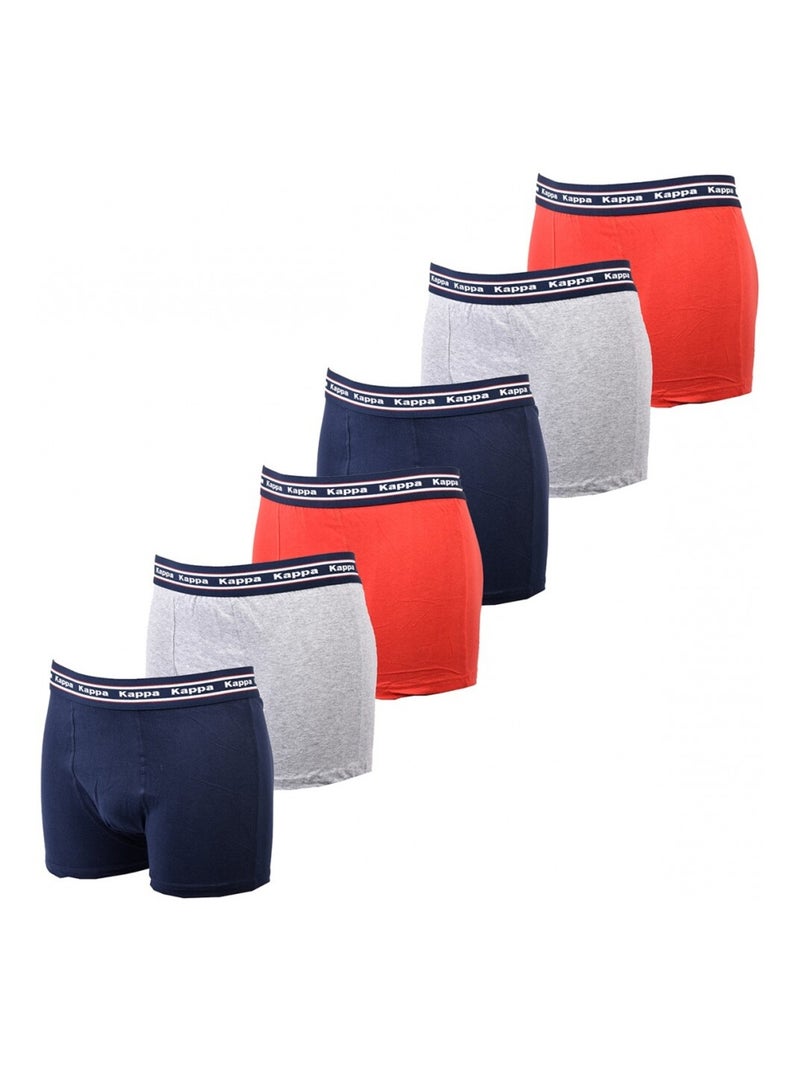 Boxer homme KAPPA - Pack de 6 Bleu Rouge Gris - Kiabi