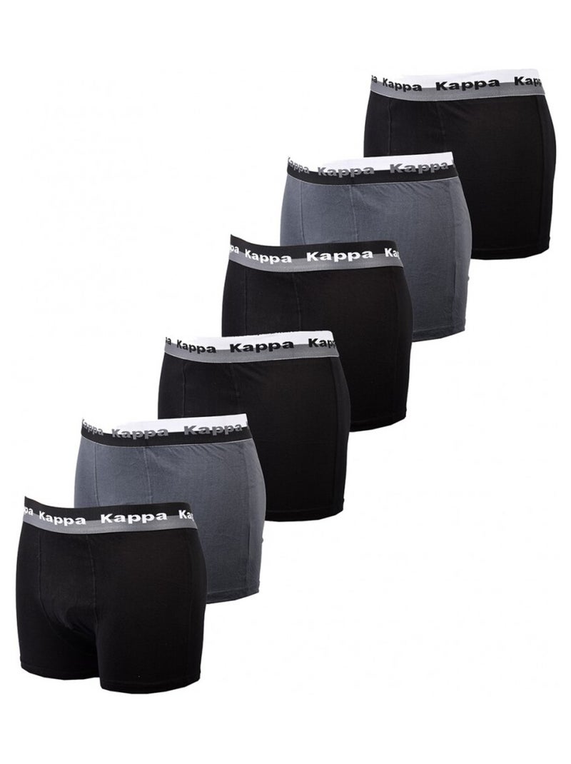 Boxer homme KAPPA - Pack de 6 Gris Argenté Noir - Kiabi