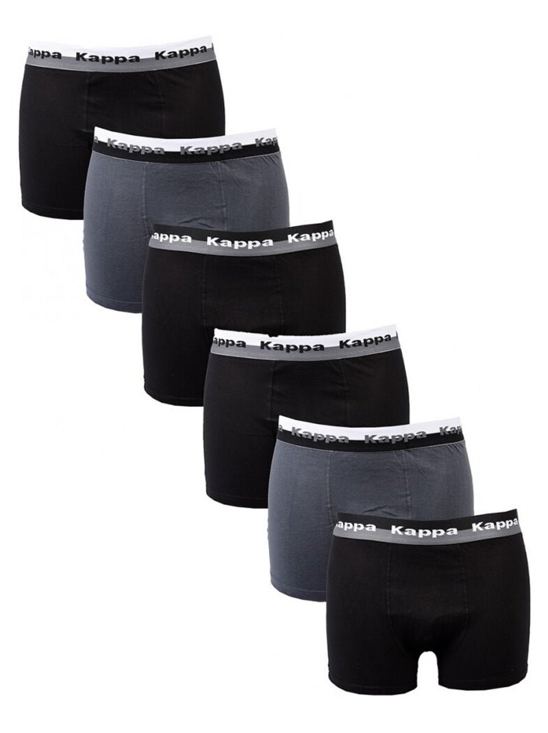 Boxer homme KAPPA - Pack de 6 Gris Argenté Noir - Kiabi