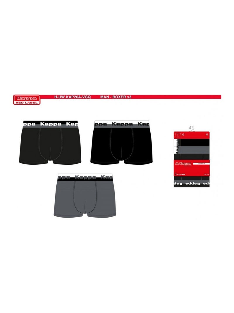 Boxer homme KAPPA - Pack de 6 Gris Argenté Noir - Kiabi