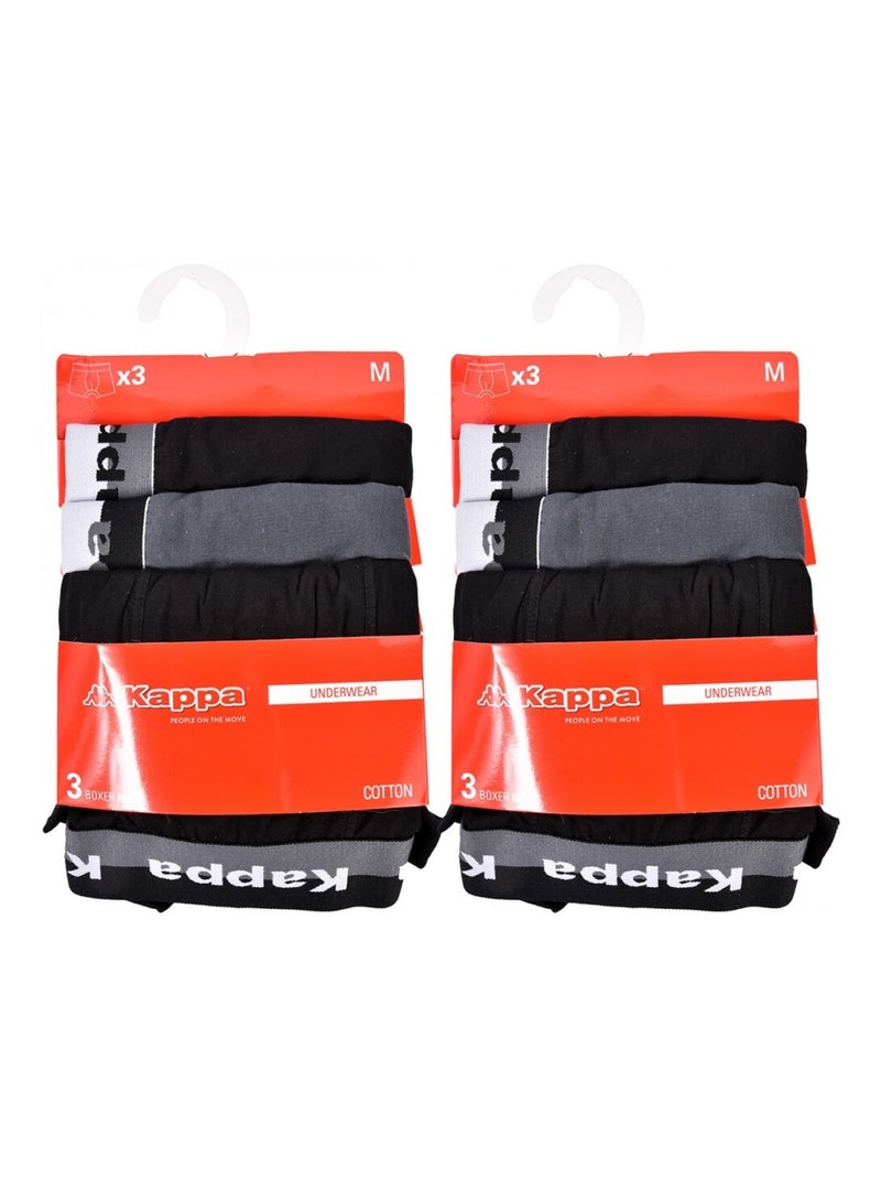 Boxer homme KAPPA - Pack de 6 Gris Argenté Noir - Kiabi