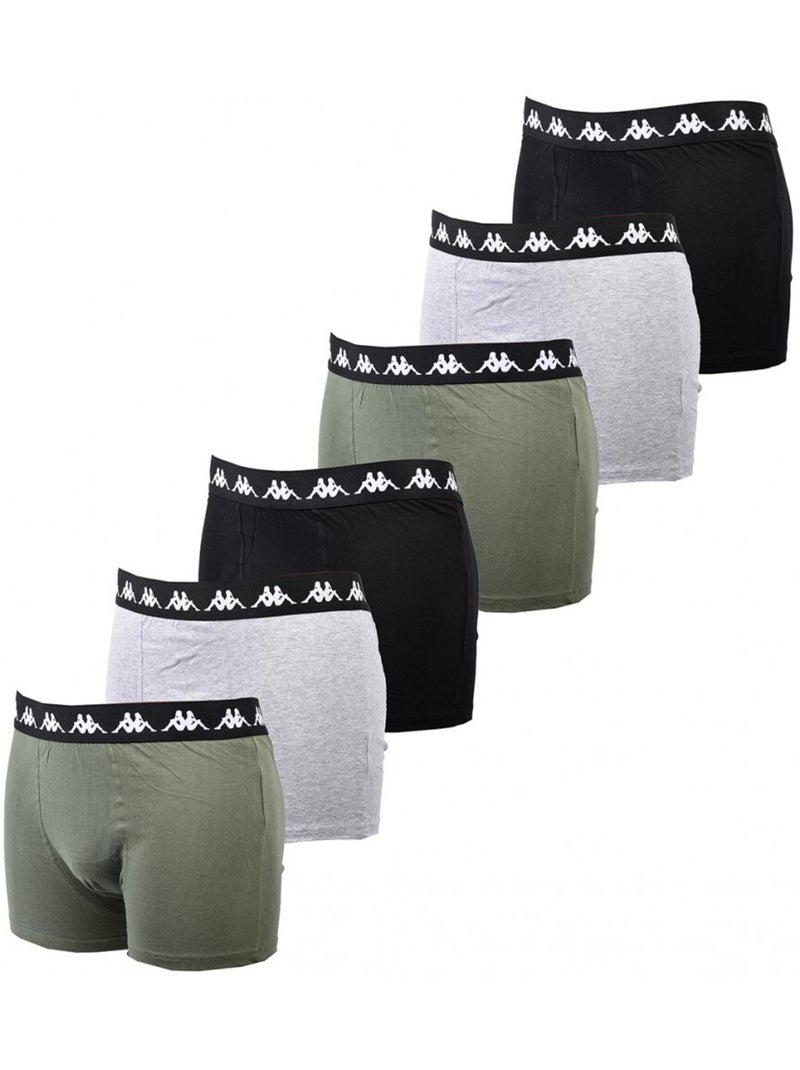 Boxer homme KAPPA - Pack de 6 Gris Kaki Noir - Kiabi