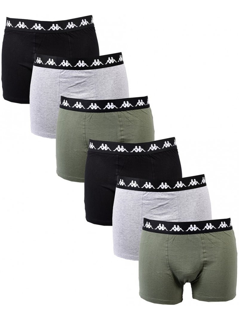Boxer homme KAPPA - Pack de 6 Gris Kaki Noir - Kiabi