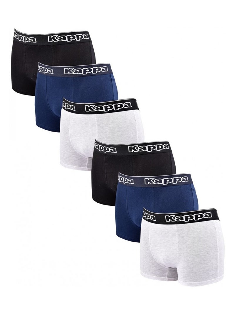 Boxer homme KAPPA - Pack de 6 Noir Bleu Gris - Kiabi