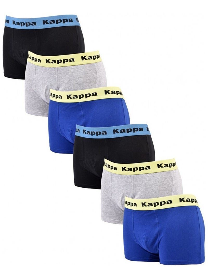 Boxer homme KAPPA - Pack de 6 Noir Gris Bleu - Kiabi