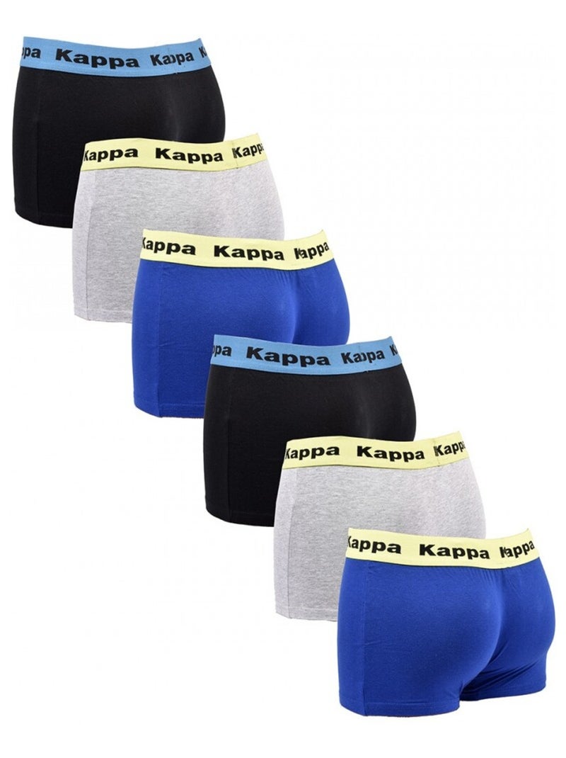 Boxer homme KAPPA - Pack de 6 Noir Gris Bleu - Kiabi
