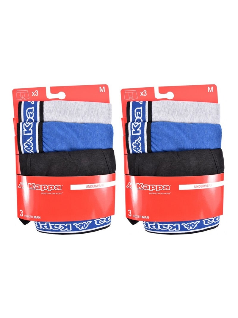 Boxer homme KAPPA - Pack de 6 Noir Multicolore Bleu - Kiabi