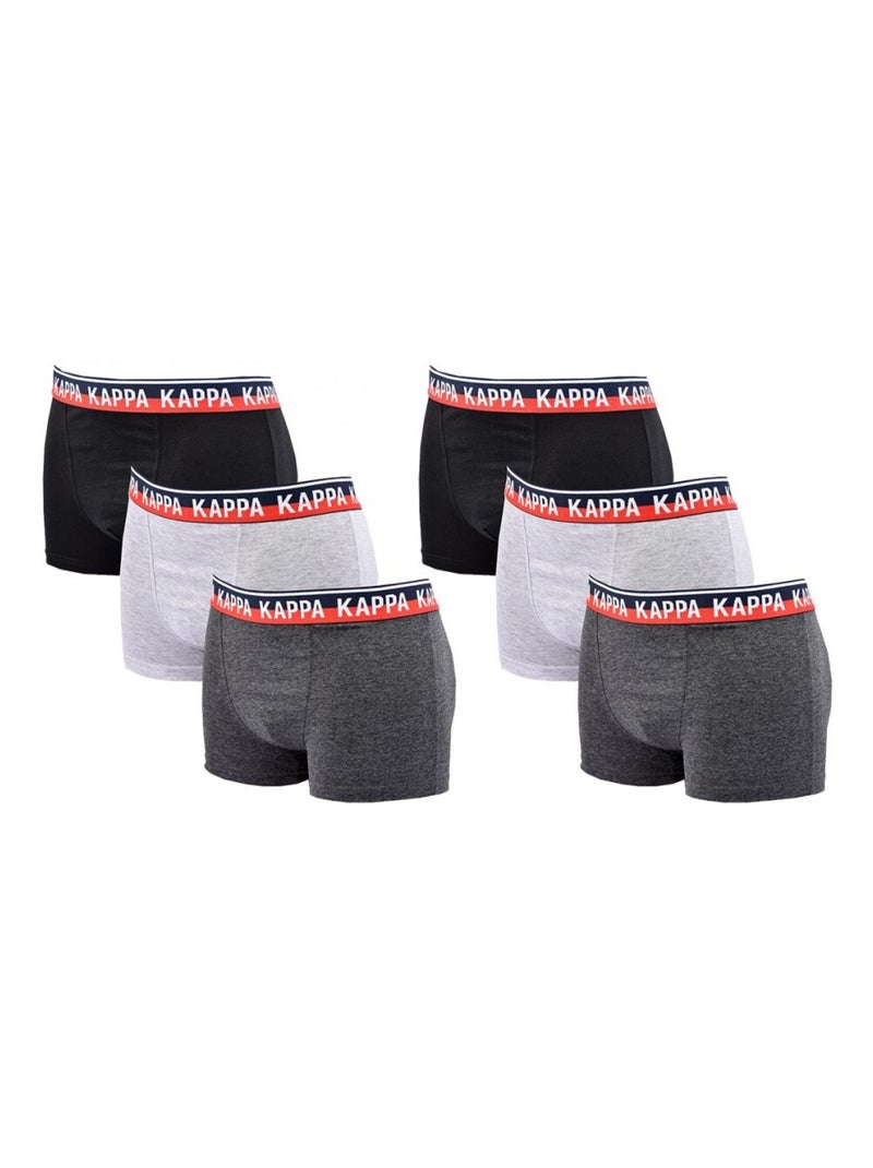 Boxer homme KAPPA - Pack de 6 Noir Multicolore Gris - Kiabi