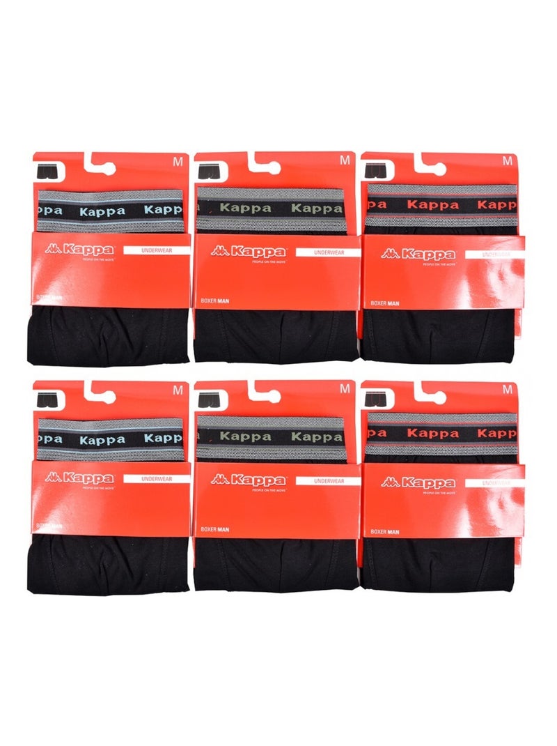 Boxer homme KAPPA - Pack de 6 Noir Noir - Kiabi