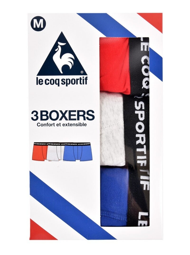 Boxer Homme LE COQ SPORTIF - Pack de 3 Blanc Rouge Bleu - Kiabi