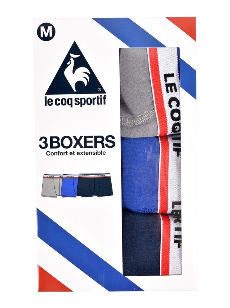 Boxer Homme LE COQ SPORTIF - Pack de 3 Bleu Bleu marine Gris - Kiabi